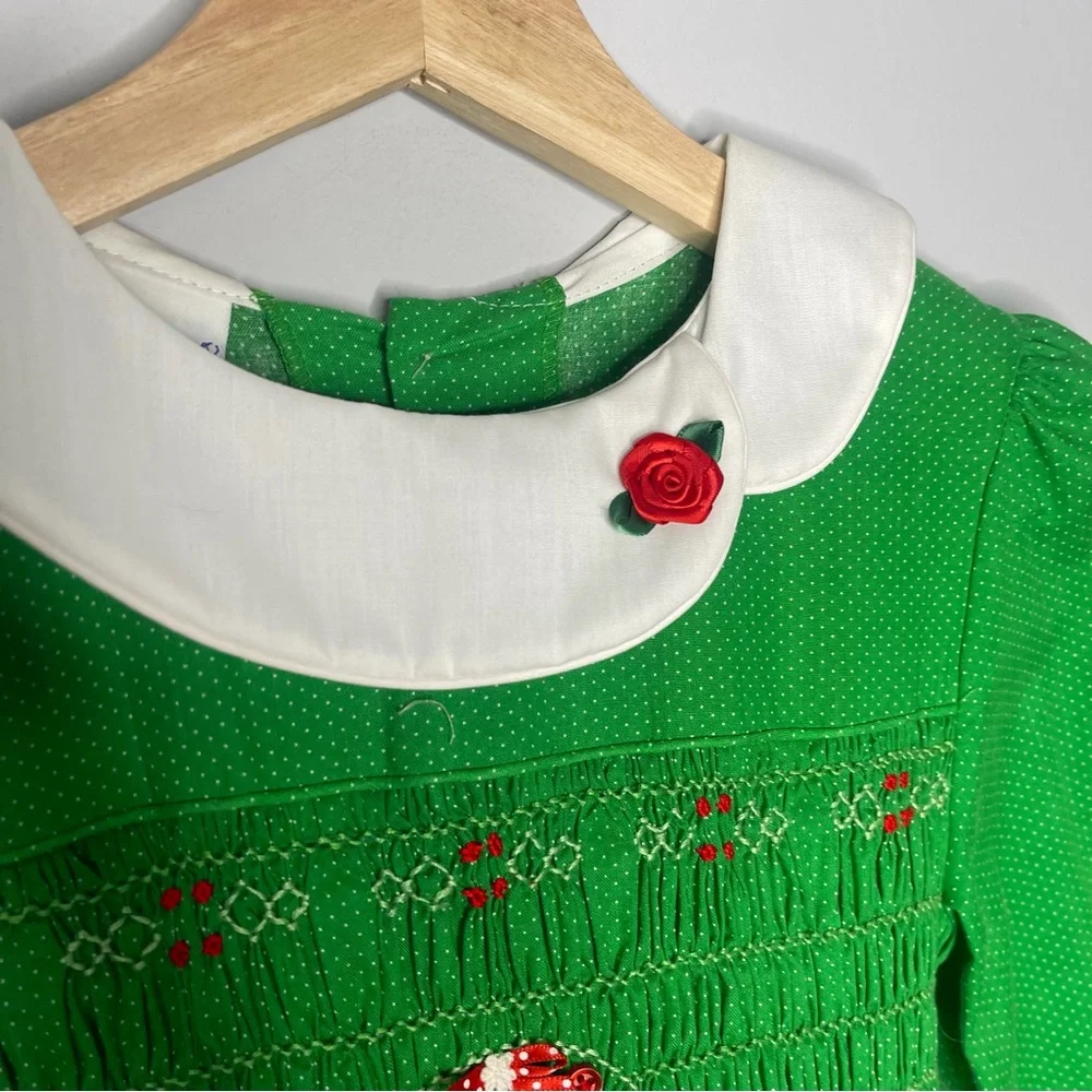 Girls vintage Polly Finders size 7 smocked embroidered dress - Picture 5 of 8